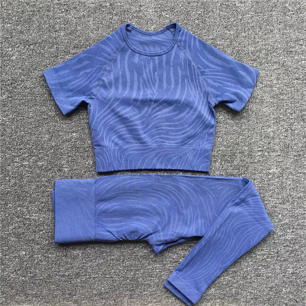 1/2/3PCS Seamless Zebra Yoga Set Women Crop Top Bra Scrunch Leggings Sport Suit Fitness Outfit Wear Gym Cloths Workout Set