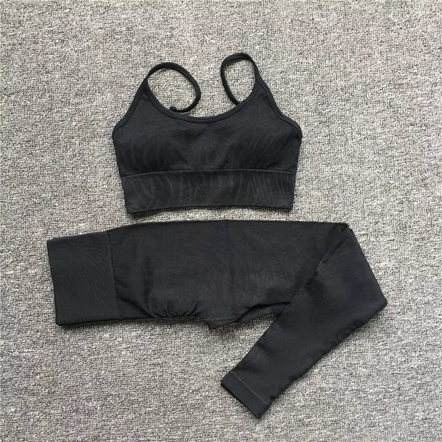 1/2/3PCS Seamless Zebra Yoga Set Women Crop Top Bra Scrunch Leggings Sport Suit Fitness Outfit Wear Gym Cloths Workout Set