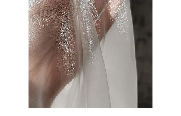 White Organza Voile Sheer Fabric - Shimmering, See-Through, and Sold by the Meter - Ideal Material for Sewing and Crafts