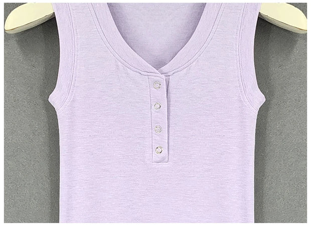 Slim Knitted Tops Femme O Neck 2025 Summer Basic Shirts White Black Casual Sport Vest Off Shoulder Button Women's Tank Top