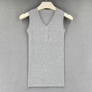 Slim Knitted Tops Femme O Neck 2025 Summer Basic Shirts White Black Casual Sport Vest Off Shoulder Button Women's Tank Top