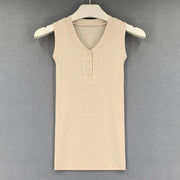 Slim Knitted Tops Femme O Neck 2025 Summer Basic Shirts White Black Casual Sport Vest Off Shoulder Button Women's Tank Top