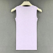 Slim Knitted Tops Femme O Neck 2025 Summer Basic Shirts White Black Casual Sport Vest Off Shoulder Button Women's Tank Top