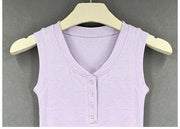 Slim Knitted Tops Femme O Neck 2025 Summer Basic Shirts White Black Casual Sport Vest Off Shoulder Button Women's Tank Top