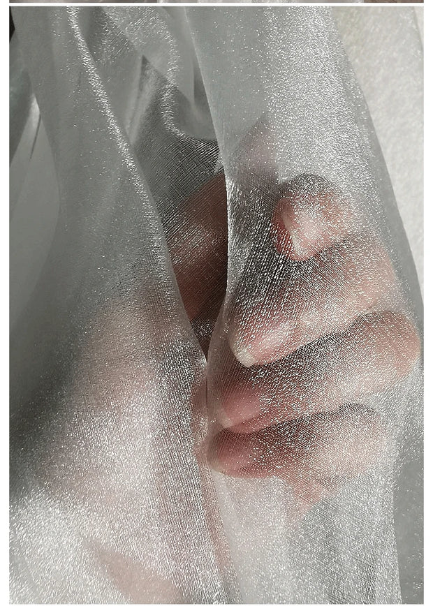 White Organza Voile Sheer Fabric - Shimmering, See-Through, and Sold by the Meter - Ideal Material for Sewing and Crafts