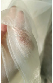 White Organza Voile Sheer Fabric - Shimmering, See-Through, and Sold by the Meter - Ideal Material for Sewing and Crafts