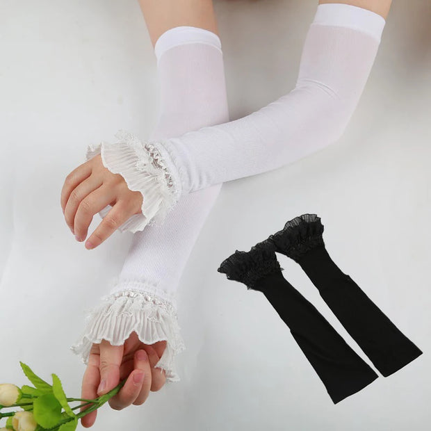 Summer Lace Gloves Sunscreen Arm Sleeve Gloves Sunscreen Long Lace Fingerless Mittens Covered Scar Elastic Sleeve Driving Gloves