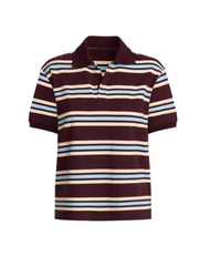 Summer Polo Shirts Woman Long Sleeve Crop Top Color Block Green Stripe Print Polo Shirts Mujer Casual Tops Striped Brown Autumn