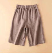 Linen Women's Summer Shorts Casual Elastic Waist White Shorts Solid Basic Loose Wide Leg Cotton Linen Women High Waist Short