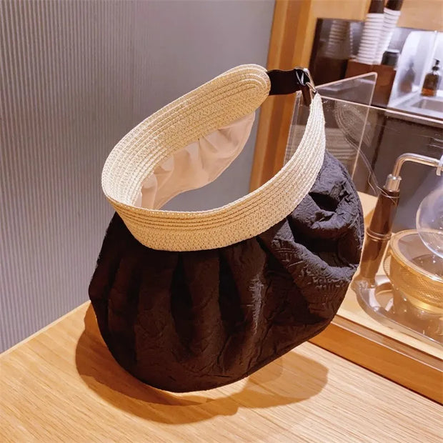 Summer Shell Sunshade Hats Women Outdoor Beach Hats Soft Foldable Wide Brim Bucket Caps UV Protection Empty Top Sunhat Sun Hat