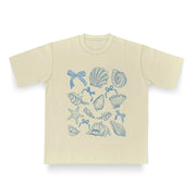 Summer Four Seasons Ins Personality American Blue Bow Shell Printing Women's T-shirt Fashionable Oversized Half-sleeved Top