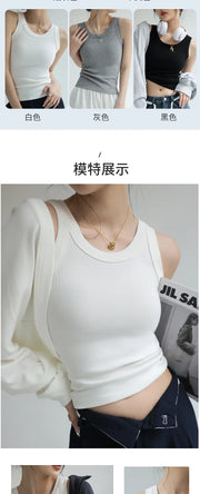Ribbed Knitted Tops Neck Summer Basic Shirts White Black Casual Sport Vest Off Shoulder  Women's Tank TopWith chest pad