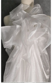 White Organza Voile Sheer Fabric - Shimmering, See-Through, and Sold by the Meter - Ideal Material for Sewing and Crafts