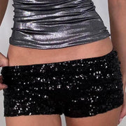 IAMHOTTY Sequin Shorts Sexy Clubwear Holiday Festival Low Waist Skinny Hot Pants Women High Street Booty Shorts Chic Bottoms