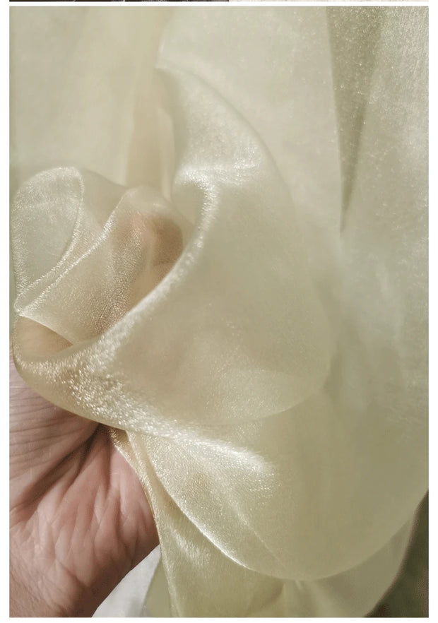 White Organza Voile Sheer Fabric - Shimmering, See-Through, and Sold by the Meter - Ideal Material for Sewing and Crafts