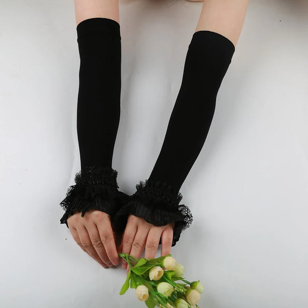 Summer Lace Gloves Sunscreen Arm Sleeve Gloves Sunscreen Long Lace Fingerless Mittens Covered Scar Elastic Sleeve Driving Gloves