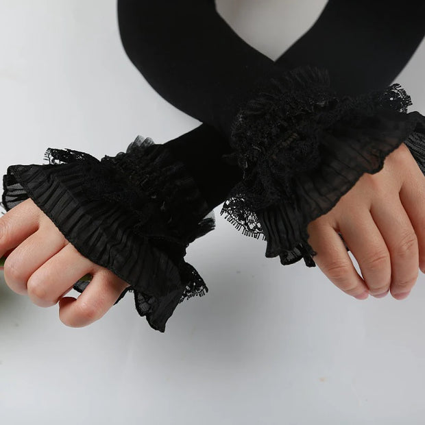 Summer Lace Gloves Sunscreen Arm Sleeve Gloves Sunscreen Long Lace Fingerless Mittens Covered Scar Elastic Sleeve Driving Gloves