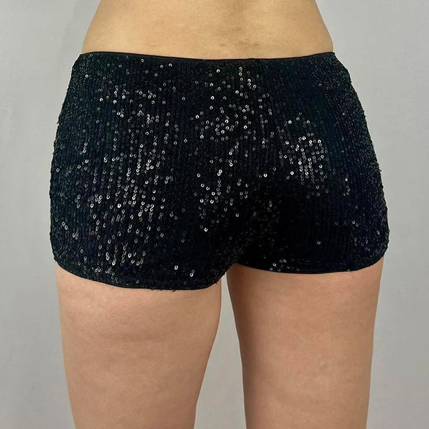 IAMHOTTY Sequin Shorts Sexy Clubwear Holiday Festival Low Waist Skinny Hot Pants Women High Street Booty Shorts Chic Bottoms