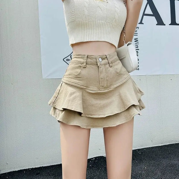Y2K Mini Skirts 2025 New Vintage High Waist Women Pleated Skirt Chic Sweet Cute Preppy Style Casual 90s E Girl Skirts