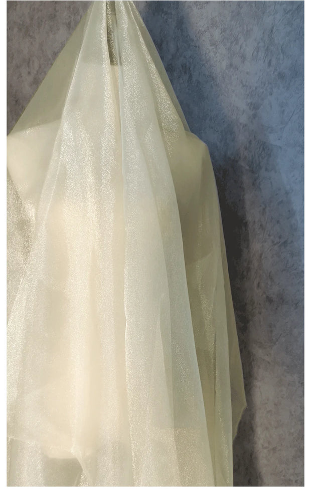 White Organza Voile Sheer Fabric - Shimmering, See-Through, and Sold by the Meter - Ideal Material for Sewing and Crafts