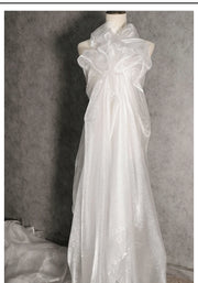 White Organza Voile Sheer Fabric - Shimmering, See-Through, and Sold by the Meter - Ideal Material for Sewing and Crafts