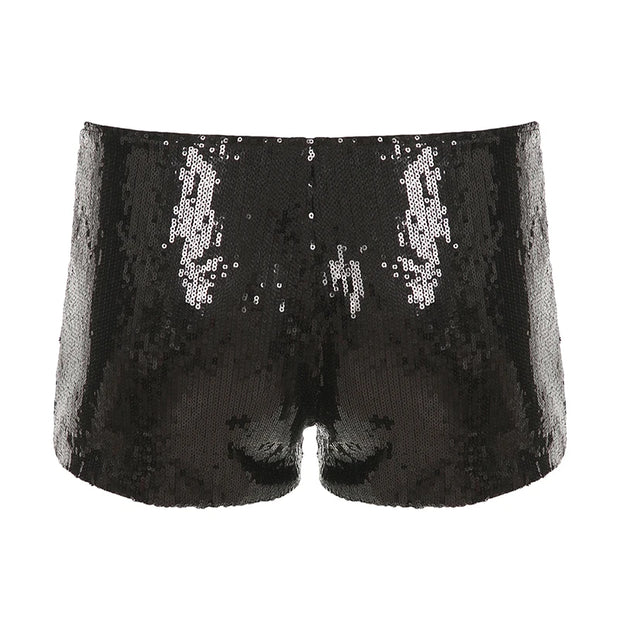 IAMHOTTY Sequin Shorts Sexy Clubwear Holiday Festival Low Waist Skinny Hot Pants Women High Street Booty Shorts Chic Bottoms