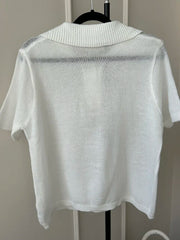 Summer Knitted Polo T Shirt Women Pink Short Puff Sleeve Top Knit Tees White Thin Women's T-shirt Simple Summer Tops For Woman