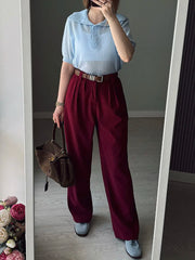 Summer Knitted Polo T Shirt Women Pink Short Puff Sleeve Top Knit Tees White Thin Women's T-shirt Simple Summer Tops For Woman