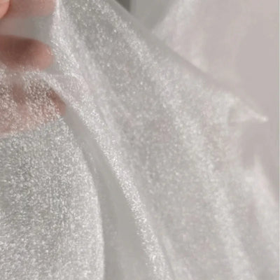 White Organza Voile Sheer Fabric - Shimmering, See-Through, and Sold by the Meter - Ideal Material for Sewing and Crafts