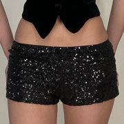 IAMHOTTY Sequin Shorts Sexy Clubwear Holiday Festival Low Waist Skinny Hot Pants Women High Street Booty Shorts Chic Bottoms
