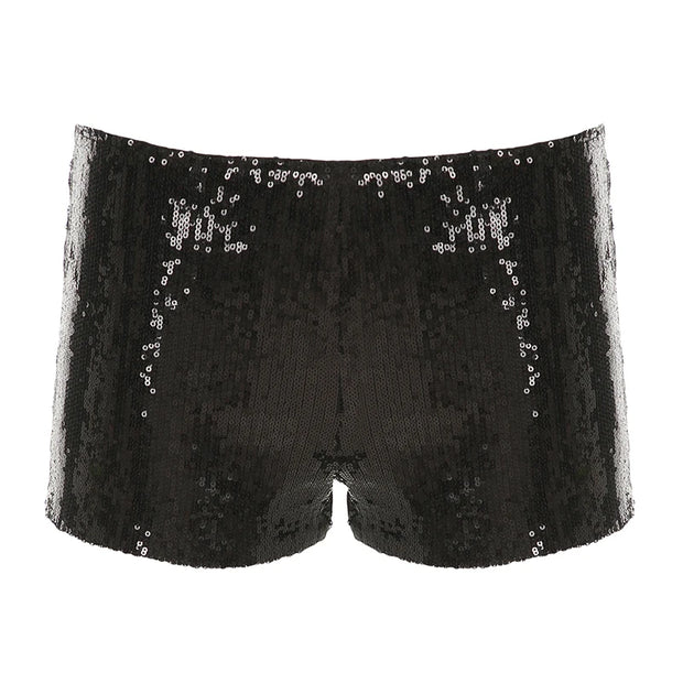 IAMHOTTY Sequin Shorts Sexy Clubwear Holiday Festival Low Waist Skinny Hot Pants Women High Street Booty Shorts Chic Bottoms