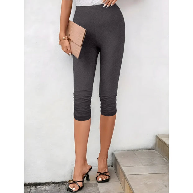 Female Trousers Casual Holiday Style Solid Knit Seven Pants Skin Friendly Haren Pants Trendy Clothing
