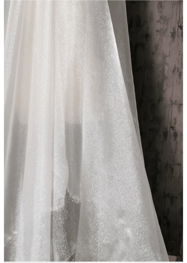 White Organza Voile Sheer Fabric - Shimmering, See-Through, and Sold by the Meter - Ideal Material for Sewing and Crafts