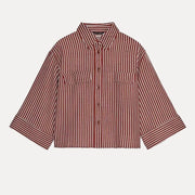 Street Sle mat Casual irt Women's Summer 2025 Wide Sve Turn-down Collar Versatile Polyester Fiber Six Sve Le...
