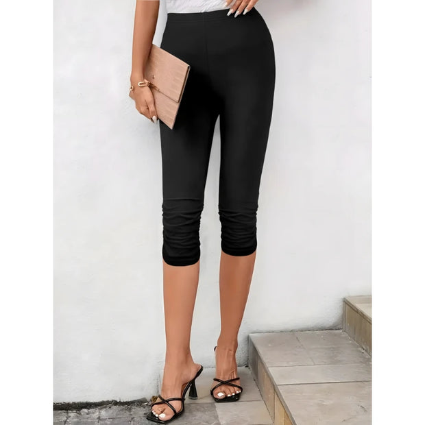 Female Trousers Casual Holiday Style Solid Knit Seven Pants Skin Friendly Haren Pants Trendy Clothing