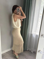 Women Skirt Summer Long Skirts Midi High Waist Girls Solid Vintage Skrits Sexy A Line Harajuku Skirt Y2k Kawaii Lace Pleated