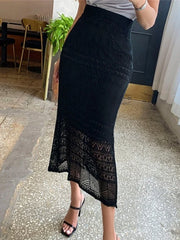 Women Skirt Summer Long Skirts Midi High Waist Girls Solid Vintage Skrits Sexy A Line Harajuku Skirt Y2k Kawaii Lace Pleated