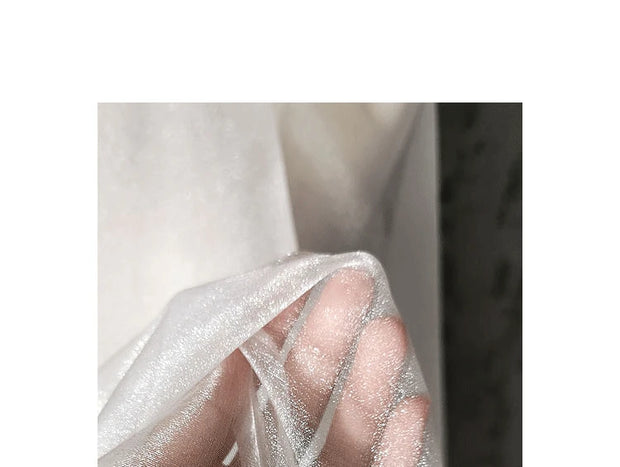 White Organza Voile Sheer Fabric - Shimmering, See-Through, and Sold by the Meter - Ideal Material for Sewing and Crafts