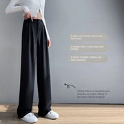 Trousers for Women Summer Women's Suit Pants 2024 White High Waist Fluid Korean Style Wide Leg Palazzo Straight Fashion Casual