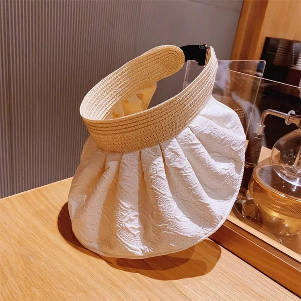 Summer Shell Sunshade Hats Women Outdoor Beach Hats Soft Foldable Wide Brim Bucket Caps UV Protection Empty Top Sunhat Sun Hat