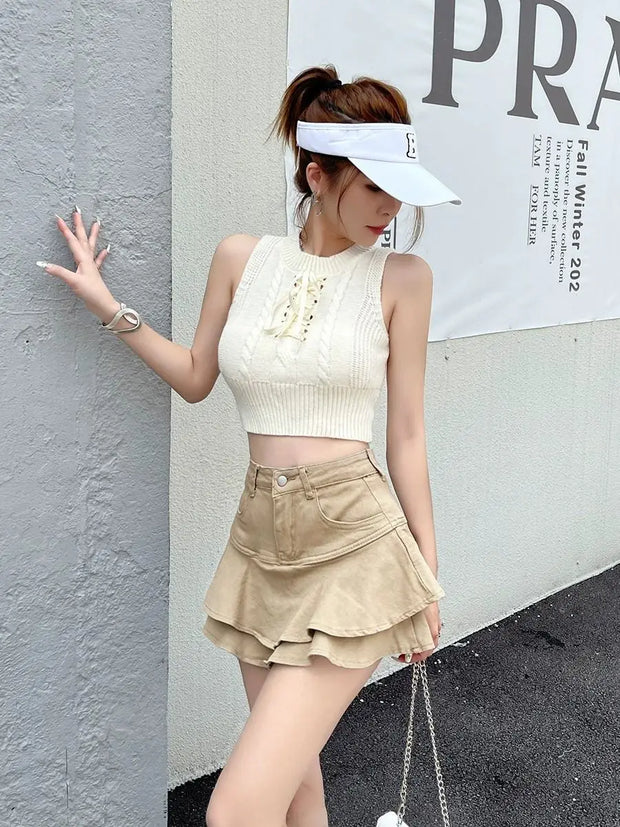 Y2K Mini Skirts 2025 New Vintage High Waist Women Pleated Skirt Chic Sweet Cute Preppy Style Casual 90s E Girl Skirts