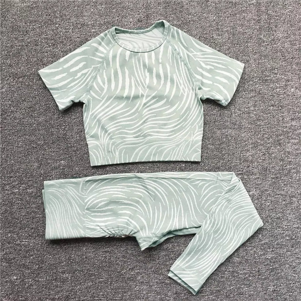 1/2/3PCS Seamless Zebra Yoga Set Women Crop Top Bra Scrunch Leggings Sport Suit Fitness Outfit Wear Gym Cloths Workout Set