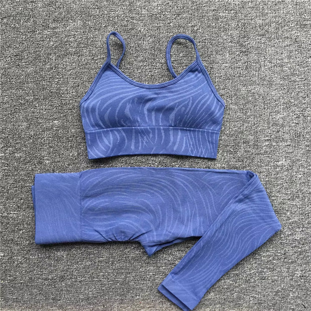 1/2/3PCS Seamless Zebra Yoga Set Women Crop Top Bra Scrunch Leggings Sport Suit Fitness Outfit Wear Gym Cloths Workout Set